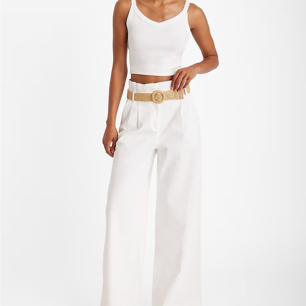 Express Tan Wide Leg Pants High-Waisted